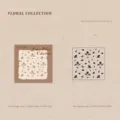Detailed view of floral wood stamp showing precise dimensions and beech material. - Floral Print Collection