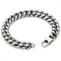 High polished wide stainless steel Cuban link chain bracelet for men hip hop jewelry - Square Buckle Cuban Chain / 6mm Width-17cm Bracelet / Steel