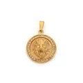 Gold-plated stainless steel lion head pendant with glittering rhinestones hip hop style - Round Lion (DZ17) / Gold