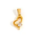 Elegante colgante de corazón chapado en oro de 18k con circonita redonda clara - Colgante Corazón Irregular Solo (Sin Cadena) (HPH01) / Dorado