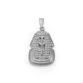 Hip-hop stainless steel Pharaoh head pendant with sparkling rhinestones in silver finish - Pharaoh (DZ16) / Steel