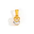 Elegante colgante de corazón chapado en oro de 18 quilates con gema redonda brillante - Colgante Corazón Largo y Delgado Solo (Sin Cadena) (HPH03) / Dorado