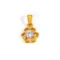 Elegante colgante retro de flor chapado en oro de 18k con un gran diamante central brillante - Colgante Flor Hueca de Seis Pétalos Solo (Sin Cadena) (HPH04) / Dorado