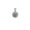 Elegante ciondolo circolare in acciaio inossidabile argentato con sbalzo per gioielli - Stile Floreale Tondo Argento (01-S)