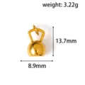 Gedetailleerd overzicht van 18k vergulde roestvrijstalen kettlebell hanger met afmetingen - Kettlebell / Goud