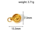 Macro view of 18k gold plated stainless steel heart charm with exact size and weight - Heart Coffee Cup / Gold
