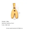 18K gold plated stainless steel letter A pendant with dimensions for DIY jewelry making - Letter A / Gold