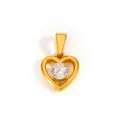 Elegante 18k vergulde hartvormige hanger met een fonkelende ronde zirkonia steen - Klassiek Hart Hanger Zonder Ketting (HPH05) / Goud