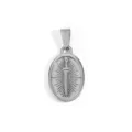 Vintage silver stainless steel oval pendant featuring a dagger sunburst engraving - Sun Sword Medal (DZ37) / Steel