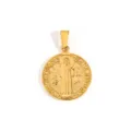 Vintage 18K gold plated stainless steel St. Benedict medal religious pendant - St Benedict Medal (DZ38) / Gold