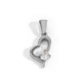 Elegante zilverkleurige harthanger met een sprankelende ronde zirkonia in het midden. - Onregelmatig Hart Hanger Zonder Ketting (HPH01) / Staalkleur