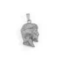 Pendentif tête de Jésus hip-hop en acier inoxydable argenté avec strass brillants - Style Tête de Jésus (DZ21) / Acier