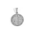 Vintage silver stainless steel St. Benedict medal pendant jewelry accessory SKU - St Benedict Medal (DZ38) / Steel