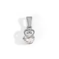 Elegante zilveren harthanger met grote gefacetteerde heldere kristal, SKU-variantweergave - Slank Lang Hart Hanger Zonder Ketting (HPH03) / Staalkleur