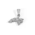Polished silver stainless steel sleeping Cupid angel pendant charm with detailed wings - Reclining Angel Style (HPA04) / Gold