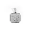 Vintage silver stainless steel square pendant accessory featuring an embossed rose design - Vintage Rose Square (DZ39) / Steel