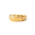 Minimalist 18K gold plated stainless steel twisted croissant dome ring for women - Size 6 / Wide Twisted Ring (NRS10) / Gold