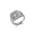 Vintage stainless steel signet ring for men featuring a detailed compass relief design - Size 8 / Compass Ring Style (RS03) / Steel