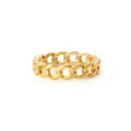 Elegante anello a catena cubana in acciaio inossidabile placcato oro 18K da donna - Taglia 7 / Anello Catena Cubana Largo (NRS12) / Oro
