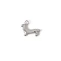 Elegante ciondolo bassotto 3D in acciaio inossidabile argento per la creazione di gioielli DIY - Bassotto (XG04) / Colore acciaio