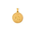 Vintage vergoldeter Waage-Sternzeichen-Rundanhänger aus hochwertigem Edelstahl - Waage / Gold
