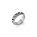 Vintage embossed men's stainless steel band ring with rustic silver finish pattern - Size 7 / Twill Relief Style (RS05) / Steel