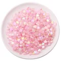 Pink iridescent acrylic heart beads 8-11mm for creative DIY jewelry making and crafts - Heart Shape / 100 Pieces Pack (8x9mm) / Pink