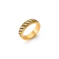 Retro men's stainless steel ring in a gold finish with an embossed diagonal pattern - Size 7 / Diagonal Texture Style (RS05) - Gold