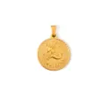 Vintage 18k vergoldeter Anhänger aus Edelstahl mit Capricorn-Sternzeichen-Rundmedaille - Steinbock / Gold
