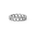 Anello minimalista in acciaio inossidabile argento lucido con design a catena barbazzale - Taglia 7 / Anello Catena Cubana Largo (NRS12) / Colore acciaio