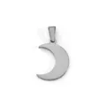 Polished silver-tone stainless steel crescent moon pendant for DIY jewelry craft making - Moon Pendant (NQ04) / Steel