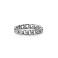 Anello in acciaio inossidabile argento con design a catena grumetta intrecciata - Taglia 8 / Anello a Catena Cubana Sottile (NRS13) / Colore acciaio
