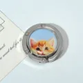 Portable foldable metal bag hook with a cute orange tabby cat pattern - Blue Cat Style