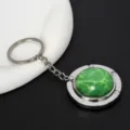 Tragbarer faltbarer Handtaschenhalter mit grünem Marmormuster und Silber-Finish - Grünes Glas