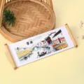 Traditional Chinese mini scroll fridge magnet with Wuyuan ink painting landscape - Wuyuan