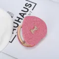Pink glittery heart-shaped compact folding makeup mirror with a gold decorative bow - Bow Combination / Gold Inner Frame-OPP Bag / Pink