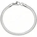 Silver stainless steel flat snake chain bracelet with adjustable lobster clasp mens - 4mm Blade Chain / 17cm / Silver