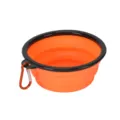 Portable collapsible pet bowl 650ml silicone dog food water feeder with carabiner clip - Orange