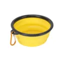 Ciotola da viaggio portatile e pieghevole per animali con moschettone per cani e acqua. - Piccolo (350ml) / Giallo