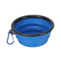 Ciotola pieghevole portatile per cani e gatti con moschettone per viaggi all'aperto. - Piccolo (350ml) / Blu