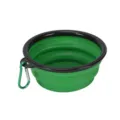 Ciotola pieghevole portatile per animali con moschettone, ideale per viaggi all'aperto. - Piccolo (350ml) / Verde