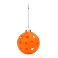 Ornamento appeso per albero di Natale pickleball arancione con catena argento e tappo. - Arancione