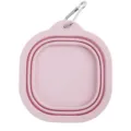 Ciotola pieghevole in silicone rosa con moschettone, ciotola da viaggio portatile per cani. - 350ml / Rosa