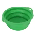 Portable collapsible pet bowl green silicone dog cat feeding dish travel outdoor hanging design - Silicone with Buckle / Green