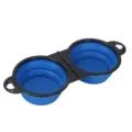Doppia ciotola pieghevole per animali in blu e nero, 350ml ciotola da viaggio per cani. - Blu / Corpo della ciotola in silicone