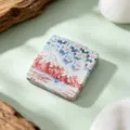 Detailed view of portable square folding makeup mirror featuring Mount Fuji oil painting - Oil Painting Mt. Fuji Sakura (Style 3) / 7.3cm*7.2cm