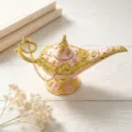 Vintage ornate pink and gold Aladdin magic lamp decorative ornament for home decor - Large (14cm) / Light Pink