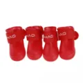 Stivali da pioggia impermeabili in silicone rosso per cani, set di 4 scarpe per animali. - Taglia S / Rosso