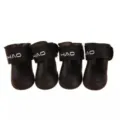 Vista dettagliata di stivali da pioggia per cani in silicone nero, set di quattro scarpe. - Taglia S / Nero