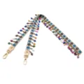 Bohemian ethnic embroidered bag strap with vibrant bead tassels and gold clasps - Heart Beads (80cm) / Gold Buckle / Off White